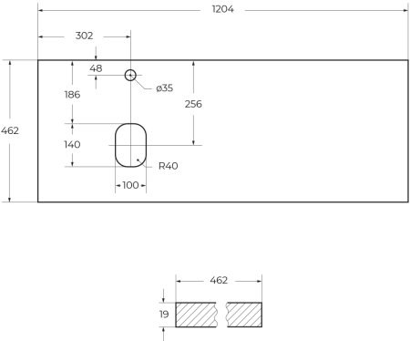 Столешница из МДФ BelBagno EK-120-AS-BO-L Bianco Opaco 