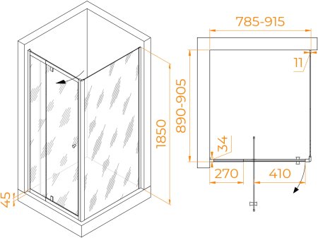 Душевой уголок RGW PA-44 (PA-02 + Z-050-1) 800x900 