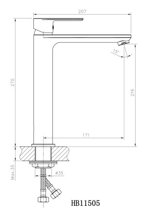 Смеситель однорычажный для раковины HAIBA HB11505 хром 