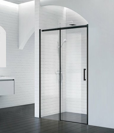 Душевая дверь BelBagno Acqua 120 ACQUA-BF-1-120-C-NERO профиль Черный стекло прозрачное 
