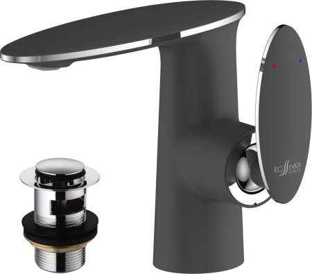 Смеситель для раковины Rossinka RS30-11B Черный матовый Хром 