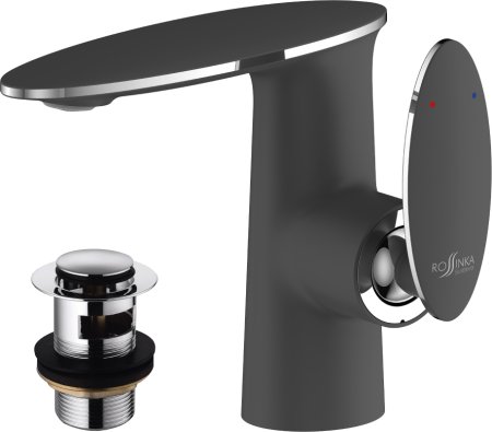 Смеситель для раковины Rossinka RS30-11B Черный матовый Хром 
