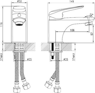 Смеситель Zorg Sanitary ZR 107 U для раковины 