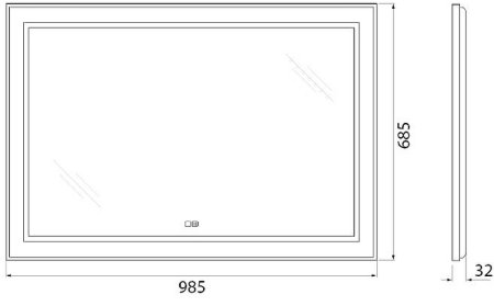 Зеркало BelBagno Kraft 98.5 SPC-KRAFT-985-685-TCH-WARM с подсветкой с подогревом Сатин с сенсорным выключателем 