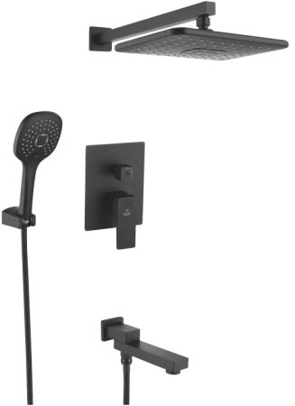 Душевая система встраиваемая Rose R2835H, черный 
