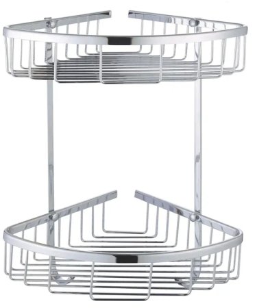 Полка металлическая угловая двухъярусная Rose RW12, хром 