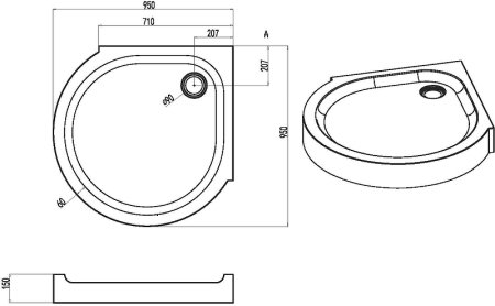 Акриловый поддон для душа AM.PM Like Round 95х95 W83T-333-095W Белый 
