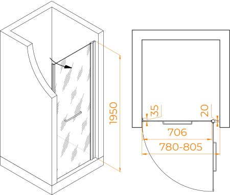 Душевая дверь RGW PA-103 800 