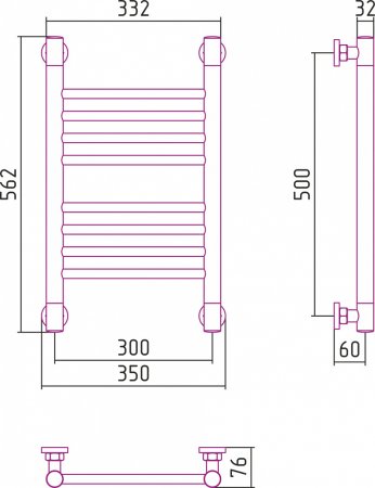 Полотенцесушитель водяной Сунержа Богема+ 50x30 прямая 