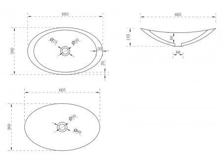 Раковина-чаша Abber Stein 60 AS2606 Белая матовая 
