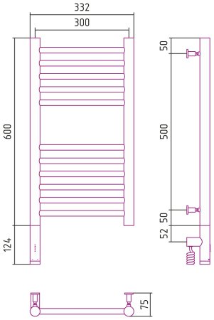 Полотенцесушитель электрический Сунержа Богема 3.0 60х30 L прямая 