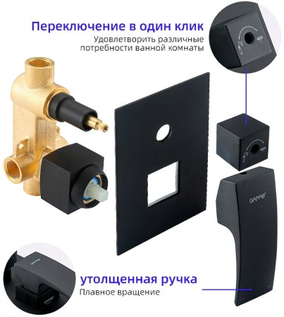 Душевая система Gappo G7107-6 Черная матовая 
