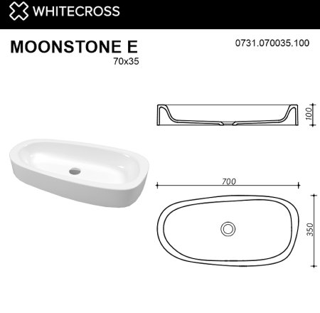 Раковина-чаша Whitecross Moonstone E 70 0731.070035.100 Белая глянцевая 