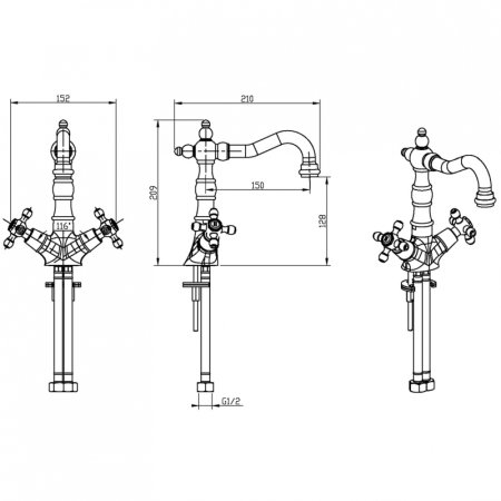 Смеситель для раковины Boheme Crystal 292-CRST Золото 