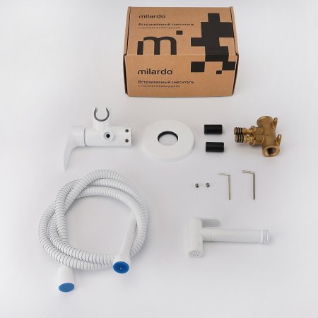 Гигиенический душ со смесителем Milardo Rora RORWTR0M08 Белый матовый 