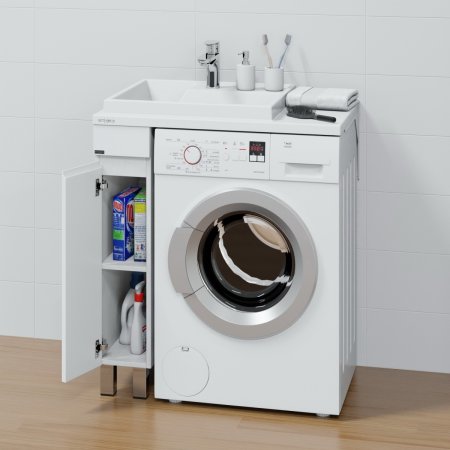 Тумба Санта Марс 19 напольная светлая с раковиной над стиральной машиной Юпитер 80 L 