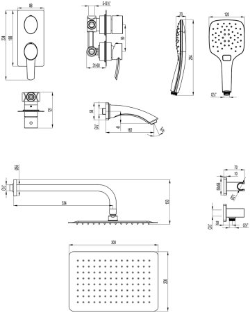 Смеситель Lemark Atlantiss для ванны и душа встраиваемый (LM3242C) 