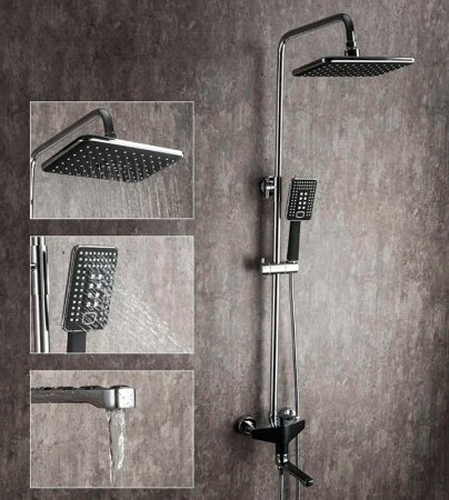 Душевая система Frap H57 F2457 Черная матовая Хром 