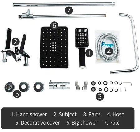 Душевая система Frap H57 F2457 Черная матовая Хром 
