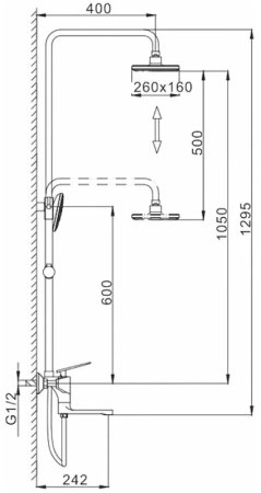 Душевая система Frap H57 F2457 Черная матовая Хром 