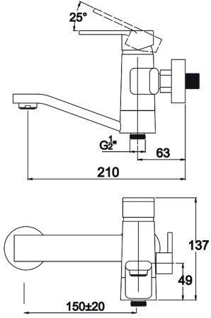 Смеситель для ванны Kaiser Sonat 34522 Хром 