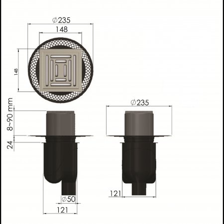 Душевой трап Berges Platz Uno 090070 с решеткой Хром матовый 
