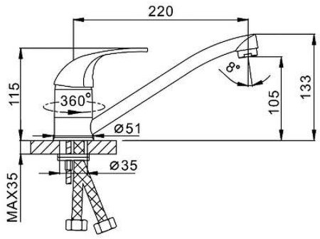 Смеситель для кухни Frap H02 F4202-B Хром 