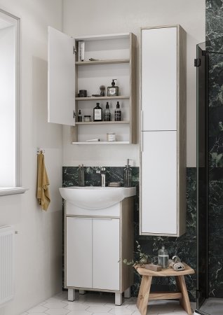 Зеркальный шкаф Aquaton Рико 50 1A212302RIB90 Белый Ясень фабрик 