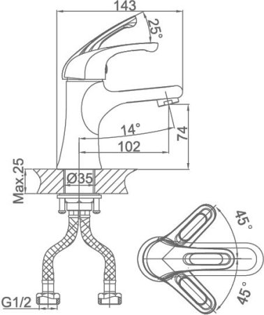 Смеситель D&K Eucharius Rhein DA1372141 для раковины 