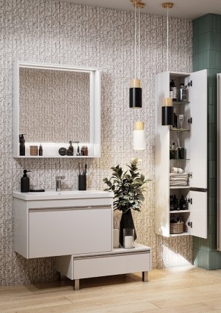 Тумба под раковину Aquaton Капри 80 1A230201KP010 подвесная Белая глянцевая 