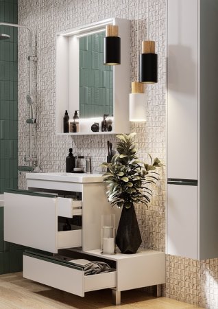 Тумба под раковину Aquaton Капри 80 1A230201KP010 подвесная Белая глянцевая 