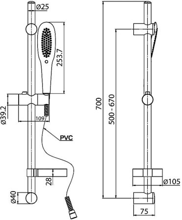 Душевой гарнитур Paini Parma 50CR124/P16 Хром 