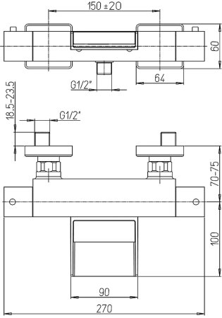 Смеситель для ванны Paini Dax-R 84CR111THWFKM с термостатом Хром 