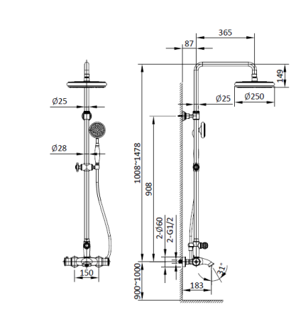 Душевая система с термостатом AltroBagno Beatrice 03-04.06 Cr хром 