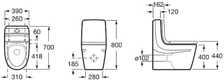 Унитаз компакт Roca Khroma 342657000 без бачка и сиденья 