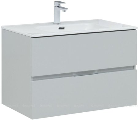 Тумба с раковиной Aquanet Алвита New 80 2 ящика, серый 