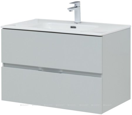 Тумба с раковиной Aquanet Алвита New 80 2 ящика, серый 