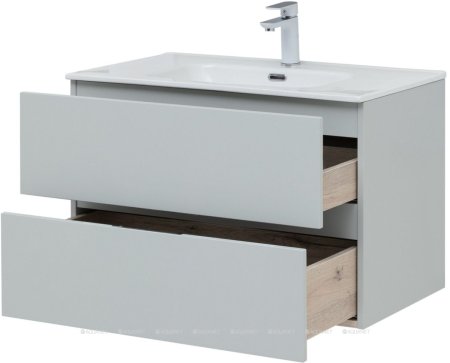Тумба с раковиной Aquanet Алвита New 80 2 ящика, серый 