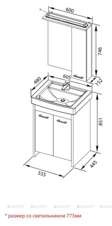 Зеркало Aquanet Равенна 60 wenge (фасад белый) 