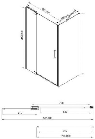 Душевой уголок Vincea Extra 90х80 VSR-1E809080CL профиль Хром стекло прозрачное 