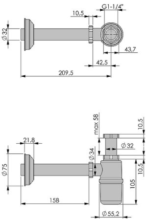 Сифон для раковины Giulini Futuro F5011 Хром 