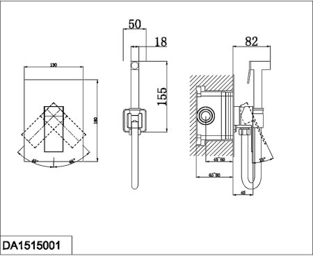 Гигиенический душ со смесителем D&K Bayern Liszt DA1515005 Черный матовый 