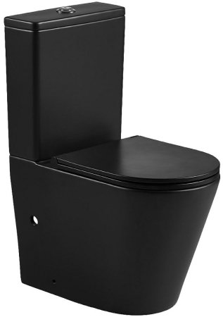 Унитаз компакт Azario Vetro AZ-2149-MB Черный матовый с бачком и сиденьем Микролифт 