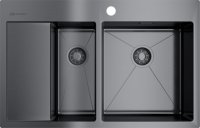 Мойка кухонная Omoikiri Akisame 78-2-GM-R вороненая сталь