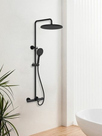 Душевая система Vincea Esse VSFS-1E1TMB с термостатом Черная матовая 