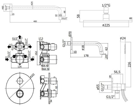Душевая система Paffoni Light KITLIQ019BO045 с термостатом Белая матовая 