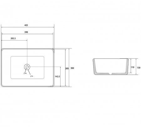 Раковина-чаша Abber Rechteck 40 AC2213 Белая 