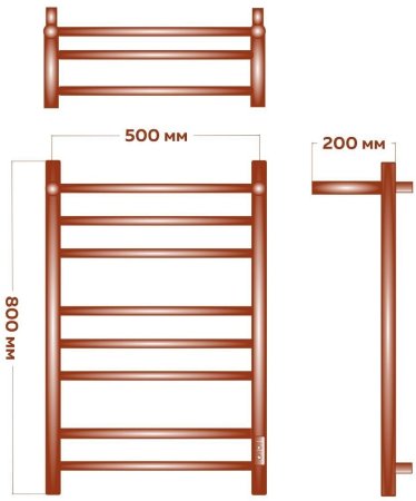 Полотенцесушитель электрический с полочкой (лесенка) Bauedge Stil Shelf DB-0023, 50x80 см 