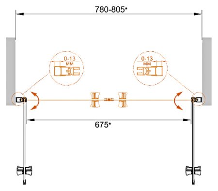 Душевая дверь в нишу Cezares Eco O B-2-80-C-Cr стекло прозрачное + душевой трап 
