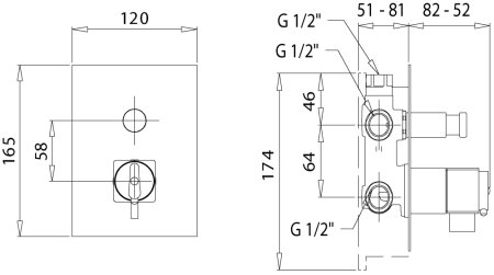 Термостат Migliore Kvant Gold 25406 С ВНУТРЕННЕЙ ЧАСТЬЮ, для ванны с душем 